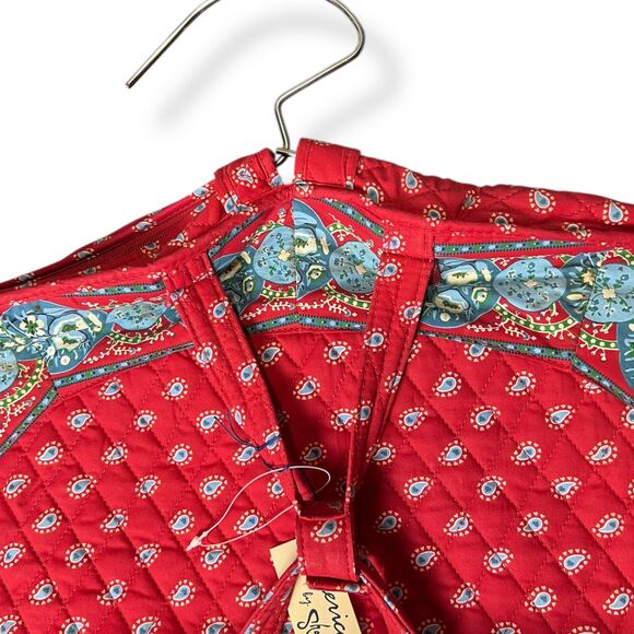 Americana by Sharif Vintage Red Floral Quilted Cloth Garment Travel Bag 46” - Picture 3 of 5